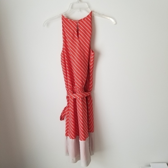 Express Orange and Cream Striped Halter Shift Dress with Keyhole Detail, Size XS - Picture 7 of 10